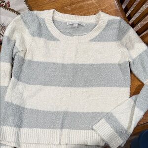 LC Lauren Conrad Cozy Striped Sweater - Light Gray and Cream